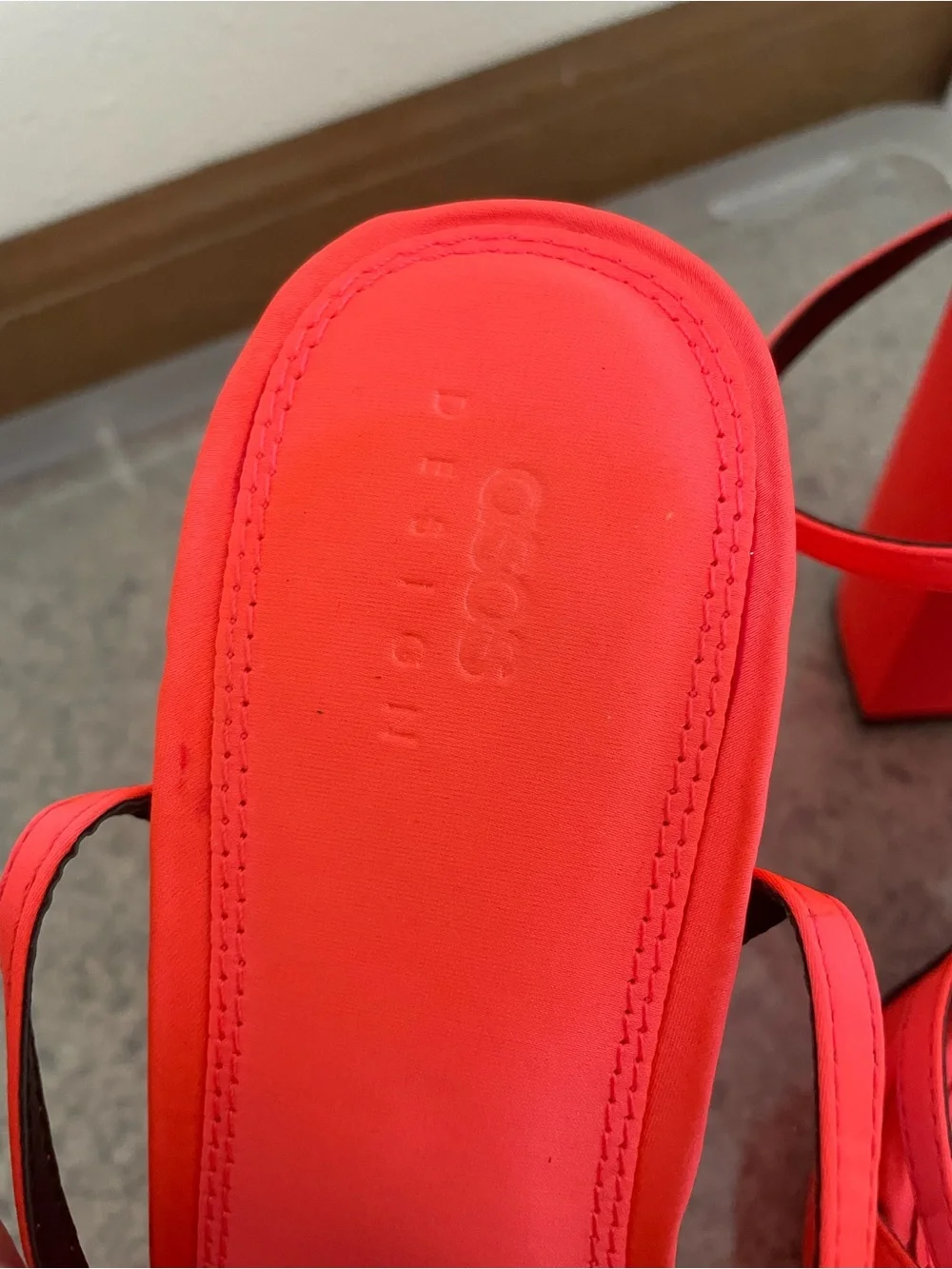 ASOS Design Neon Coral Platform Chunky Heels US 9 or UK 7